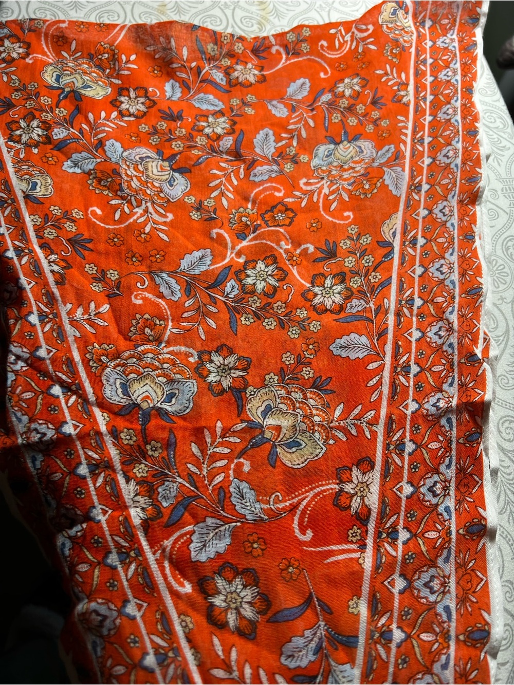 J. Jill Orange Floral Tassel Scarf - Picture 5 of 8